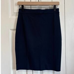 J. Crew NWT Navy Blue No. 2 Pencil Skirt in Bi-Stretch Cotton Blend Size 0P